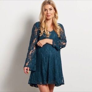 Pinkblush Teal Lace Maternity Dress